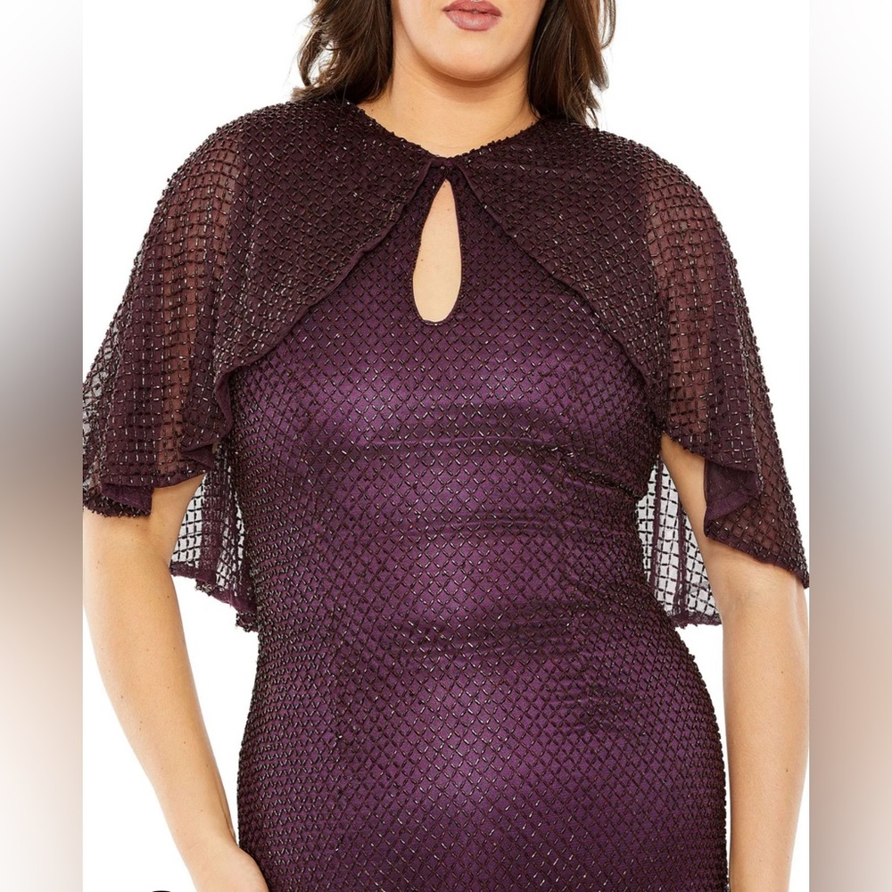 Mac Duggal Deep Purple Long Sleeve Dress Style#5948 SZ 16w - Picture 2 of 4